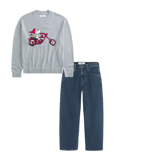 Boxy Snoopy Graphic Crew Sweater