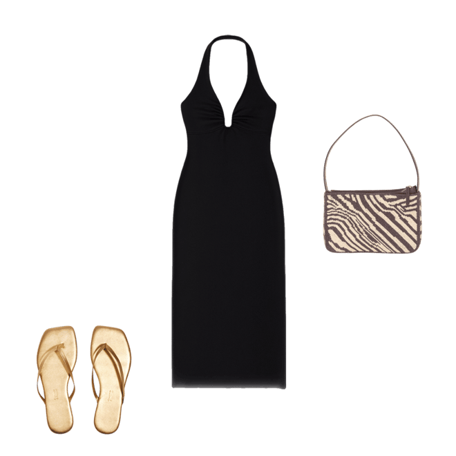 little black dress for women plus size Arlena Black High-Neck Wrapped Maxi Dress – Club L London main image 1