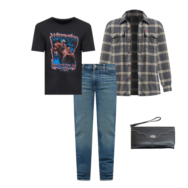 Wrangler® Men's Five Star Premium Brushed Flannel Shirt Jacket in Black Heather