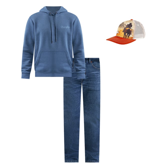 Men's Wrangler® Rope Logo Hoodie in Dark Blue