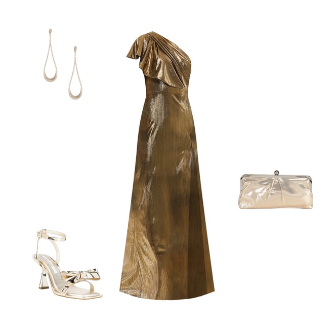 quiz black and rose gold sequin dress Dark Gold Ruffle Tiered Buckle Detail Dress