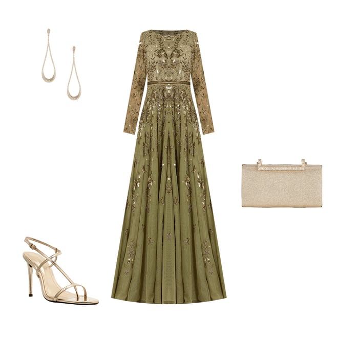 slim fit dress slacks Mac Duggal 27206: Metallic Long Evening Dress – Mydressline main image 1