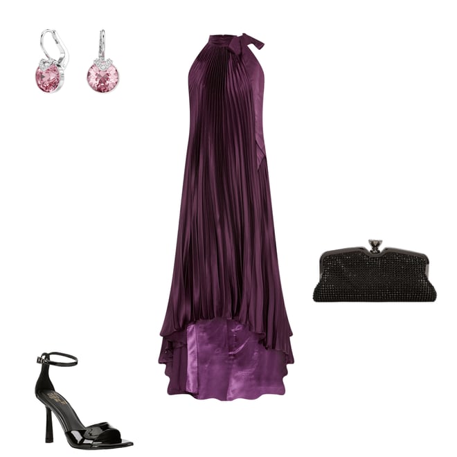slim fit dress slacks Pleated Halter Neck Asymmetrical Hem Gown