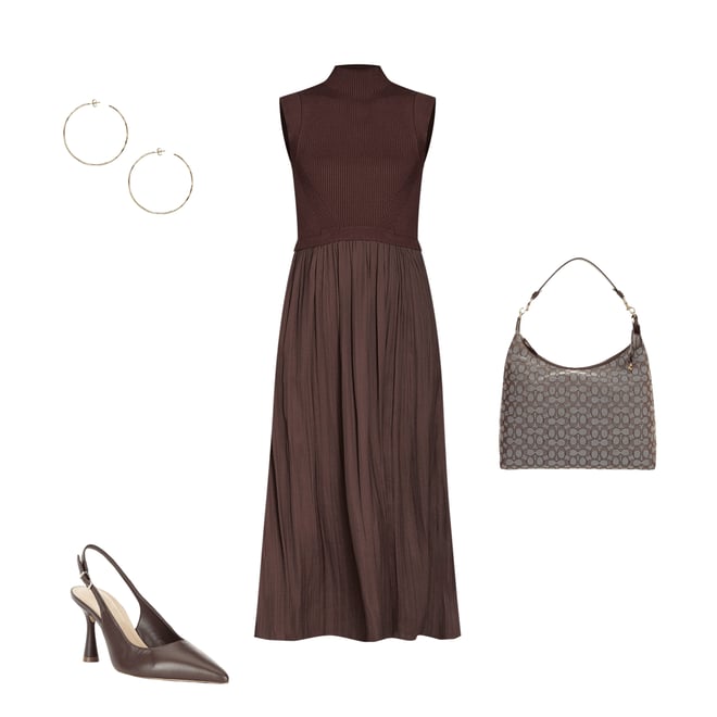 Vince Camuto Mixed Media Sweater Bodice Mock Neck Sleeveless Satin Drop  Waist Trapeze Flounce Midi Dress | Dillard's