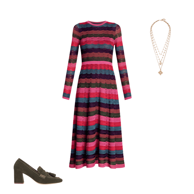 Metallic Wave Dress-Multi Stripe | Boden USA