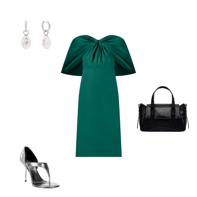 emerald green dress with pink shoes Apple-Green Pink Lace Trim Mini-dress main image 1