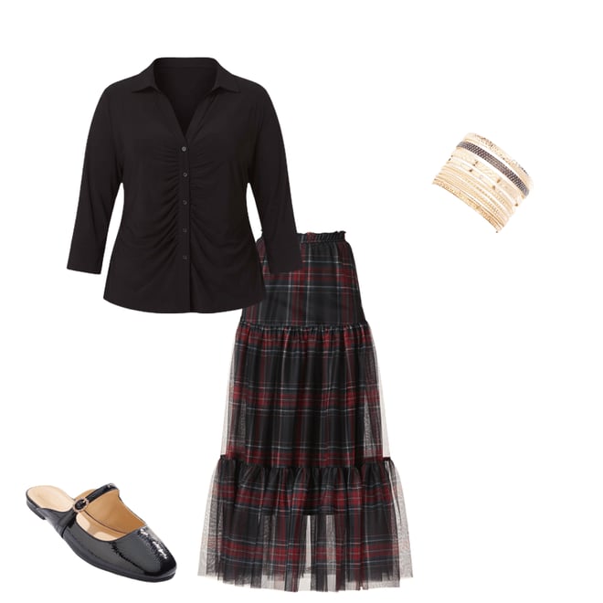  Cato Fashions | Cato Plus Plaid Mesh Maxi Skirt