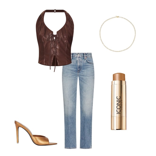 superdown Kay Faux Leather Top in Brown | REVOLVE