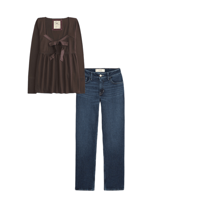 High-Rise Dark Wash Straight Jeans