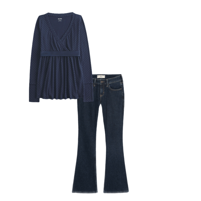 Easy Long-Sleeve Wrap-Front Babydoll Top