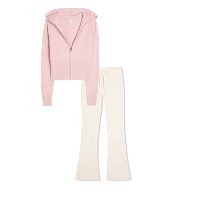 Gilly Hicks Cable-Knit Zip-Up Hoodie Sweater