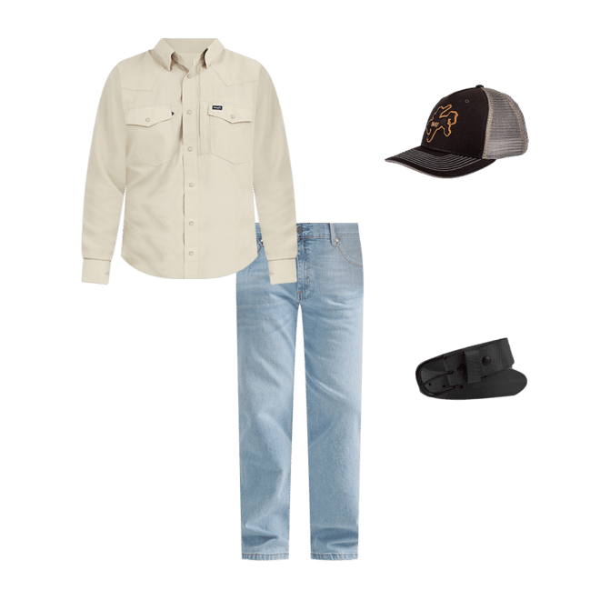 Wrangler werkhemd heren, Medium Blue Chambray, M