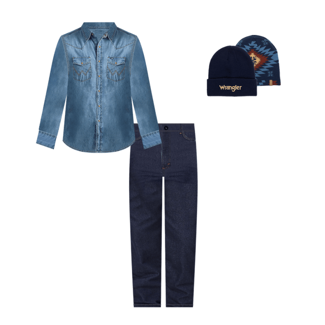 Men's Wrangler® Classic Denim Western Snap Shirt in Light Wash