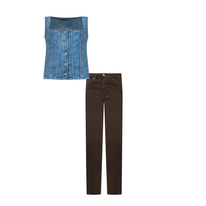 Wrangler + STAUD Trucker Top in Indigo