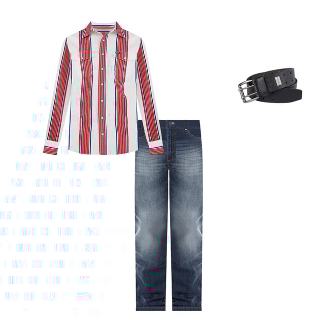 Men's Perforated Belt in Black