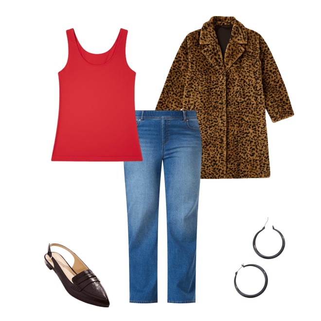 Cato Fashions Cato Plus Size Leopard Faux Fur Coat