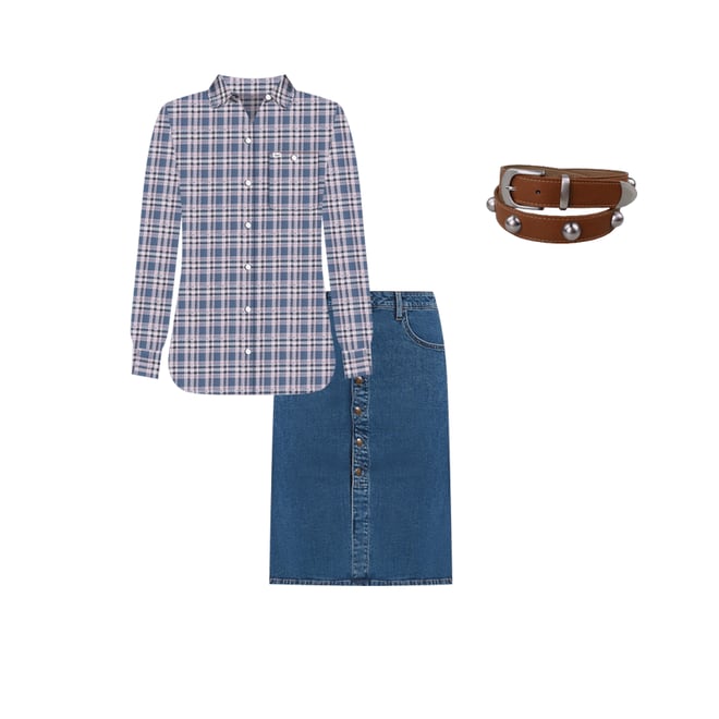 Women's Button Front Denim Midi Skirt