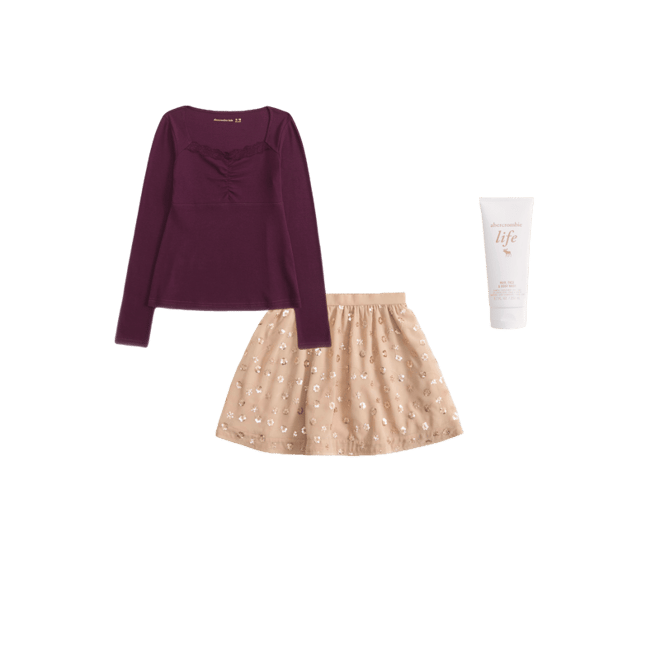 long-sleeve lace-trim babydoll top