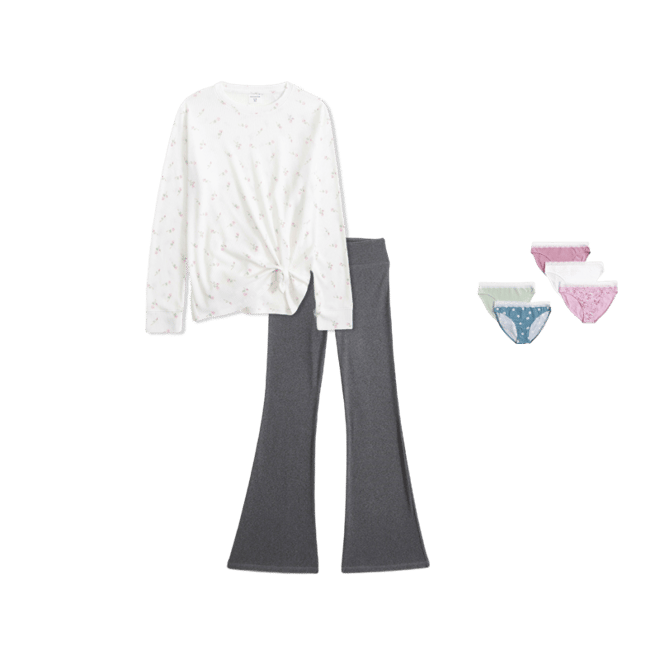 long-sleeve knot-front waffle tee