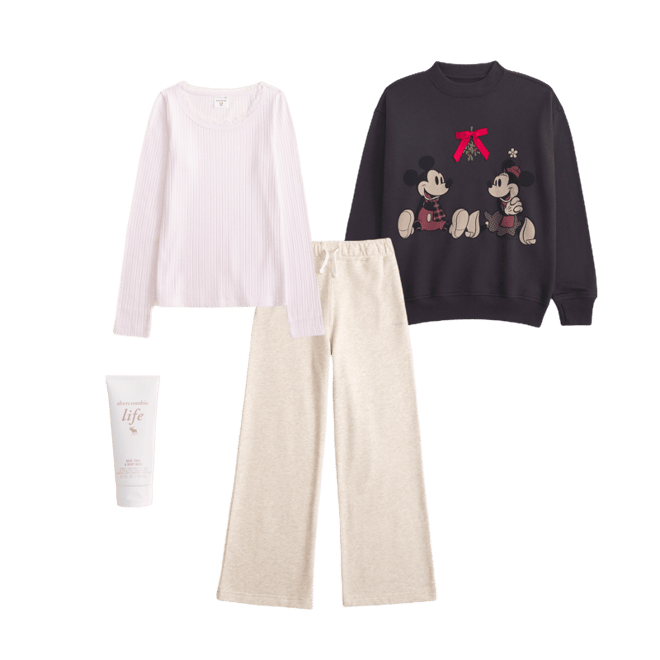 legging-friendly festive mickey mouse graphic crew sweatshirt