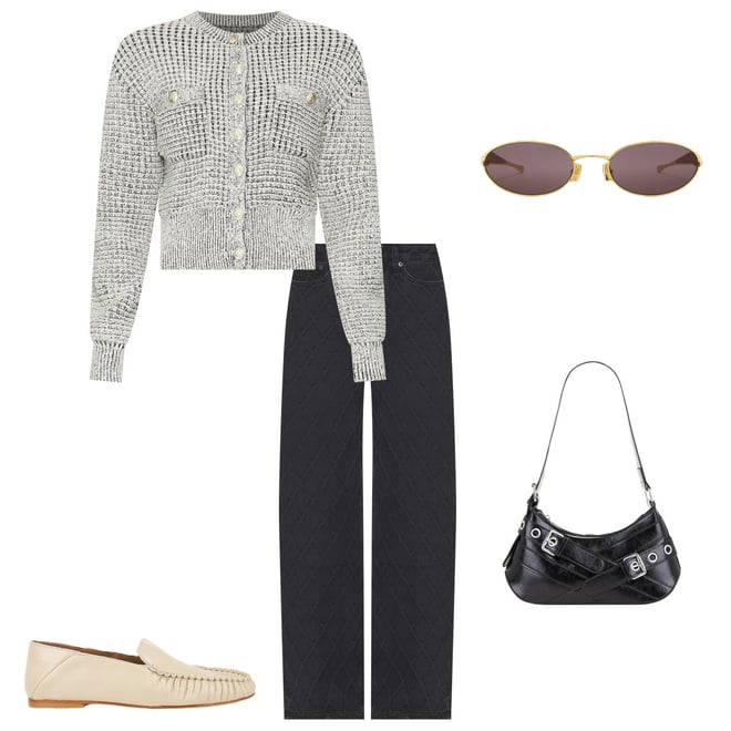 MAJORELLE Estelle Cardigan in Black & Ivory | REVOLVE