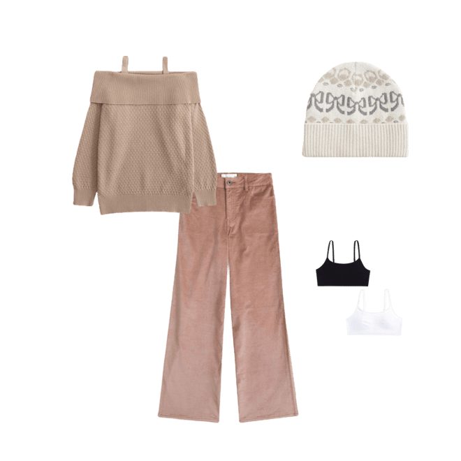 slouchy off-the-shoulder sweater