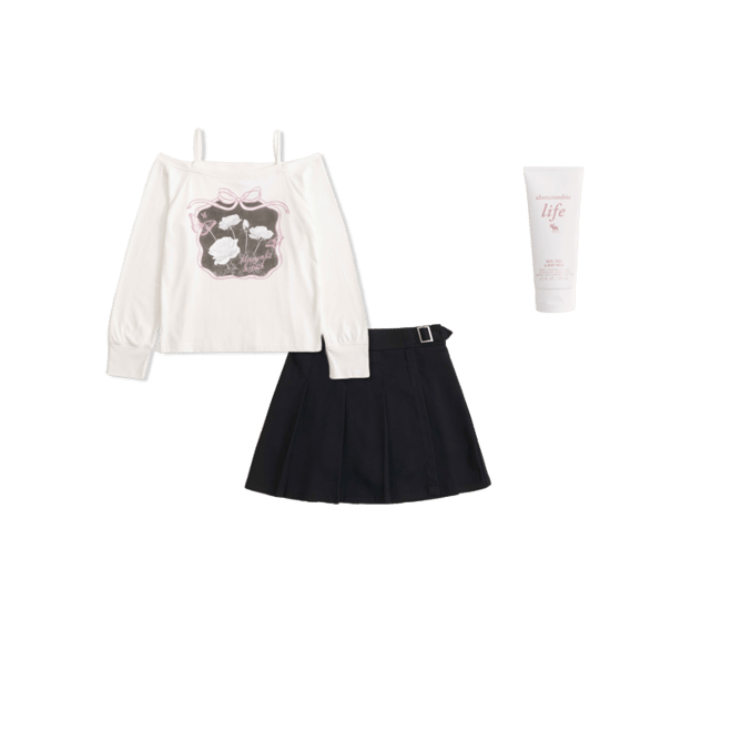 long-sleeve off-the-shoulder graphic tee