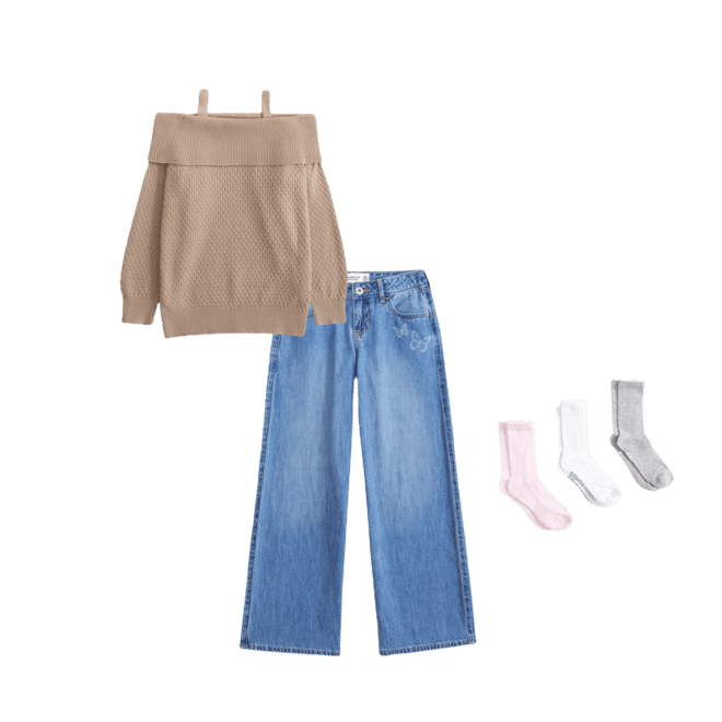 slouchy off-the-shoulder sweater