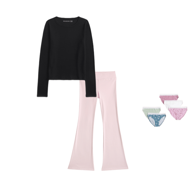 rib knit low rise flare leggings