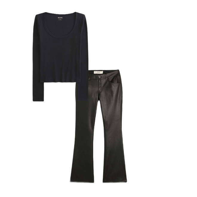 Low-Rise Faux Leather Bootcut Pants