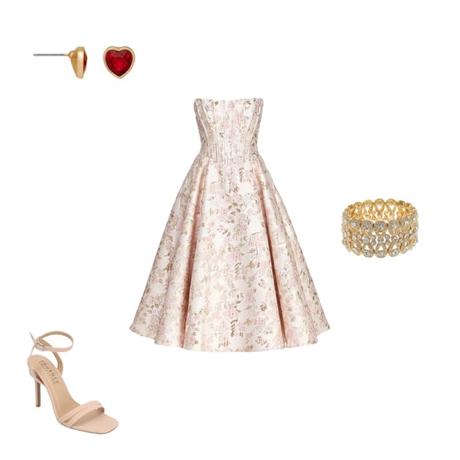 Premier Amour Womens Strapless Floral Midi Fit + Flare Dress, Color: Pink  Gold - JCPenney
