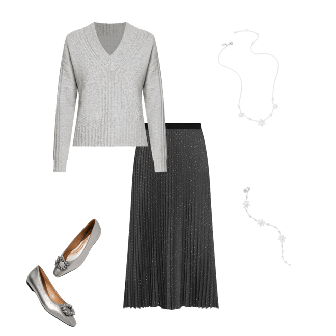 Studded Pleated Flannel Midi Skirt | Talbots