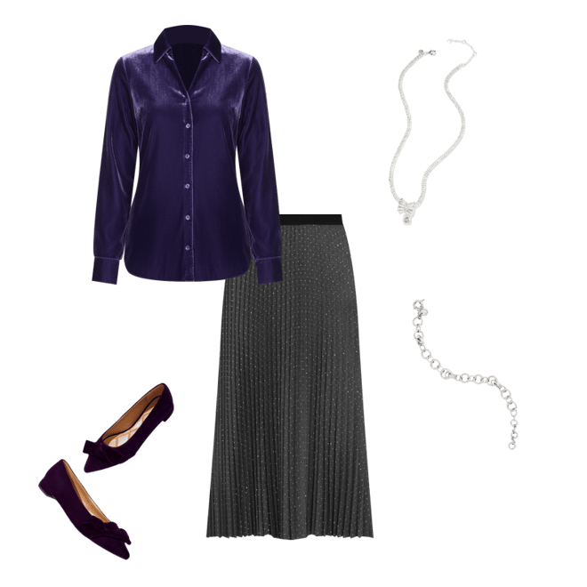 Studded Pleated Flannel Midi Skirt | Talbots