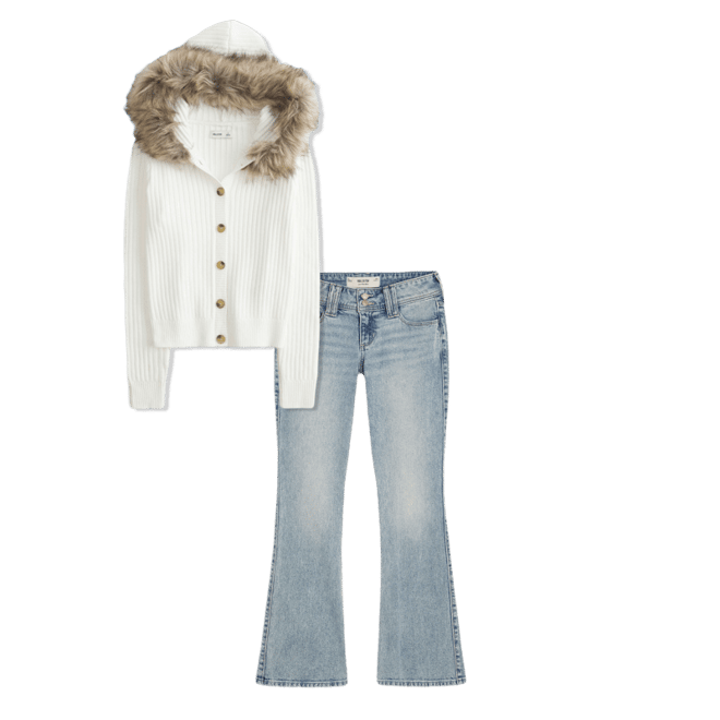 Hooded Faux Fur Trim Cardigan