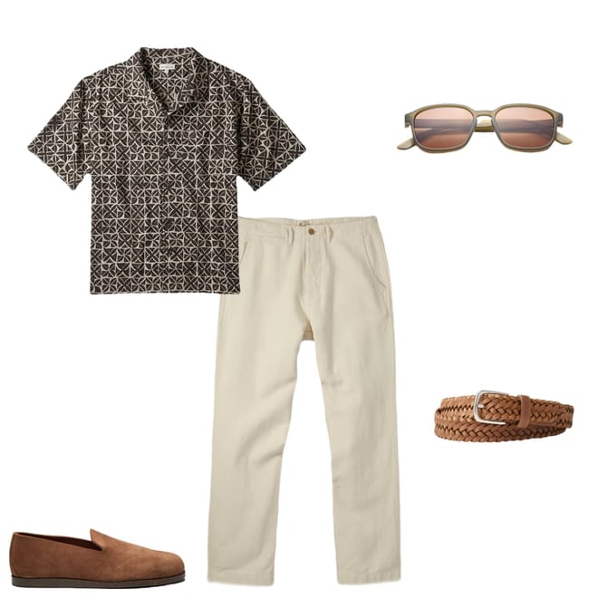 Wythe New York Cotton Linen Twill Flat Front Chinos - Natural