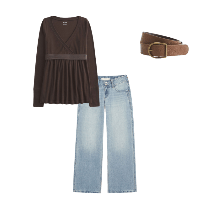 Easy Long-Sleeve Wrap-Front Babydoll Top