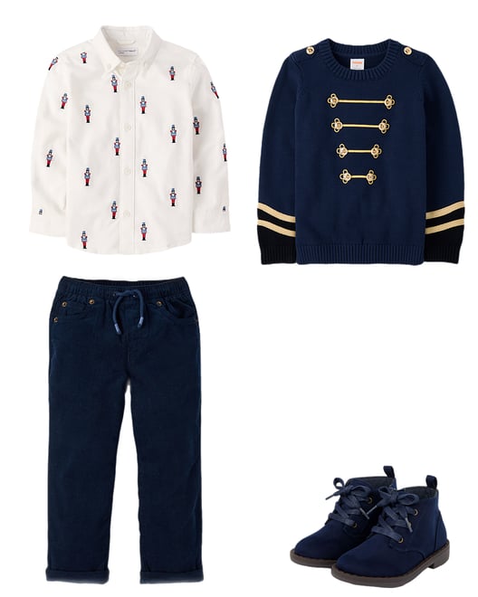 3rd bundle featuring 3 items which compliment Boys Embroidered Nutcracker Oxford Button Up Shirt