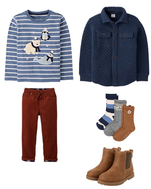 Boys Striped Cable Knit Sweater - Fall Celebrations - Brown