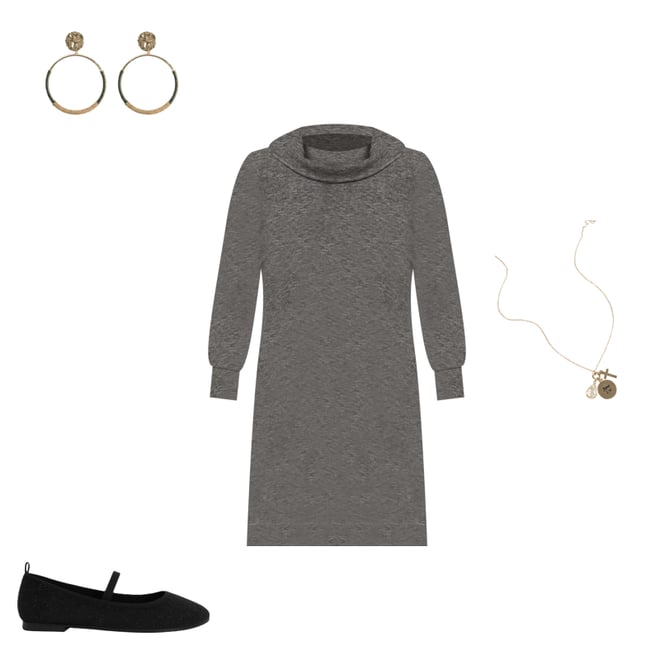 S oneshoulder shirt knit dress グレー THEREDTHREAD / ザレッドスレッド】S oneshoulder shirt knit dress