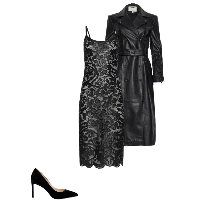Celina Fringed Leather Trench in Black | L'AGENCE