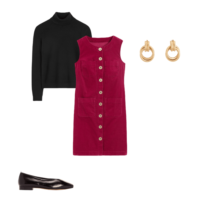 Evelyn Cord Shift Dress-Burgundy Red | Boden Global