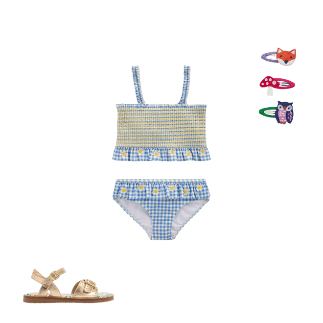 Pretty Peplum Bikini - Smocked Gingham Daisy | Boden Global