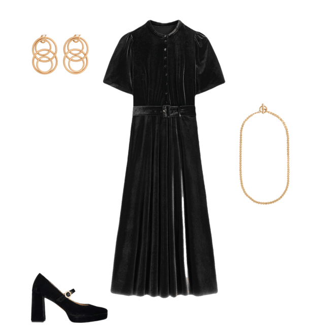 Kate Velvet Shirt Dress-Black | Boden USA