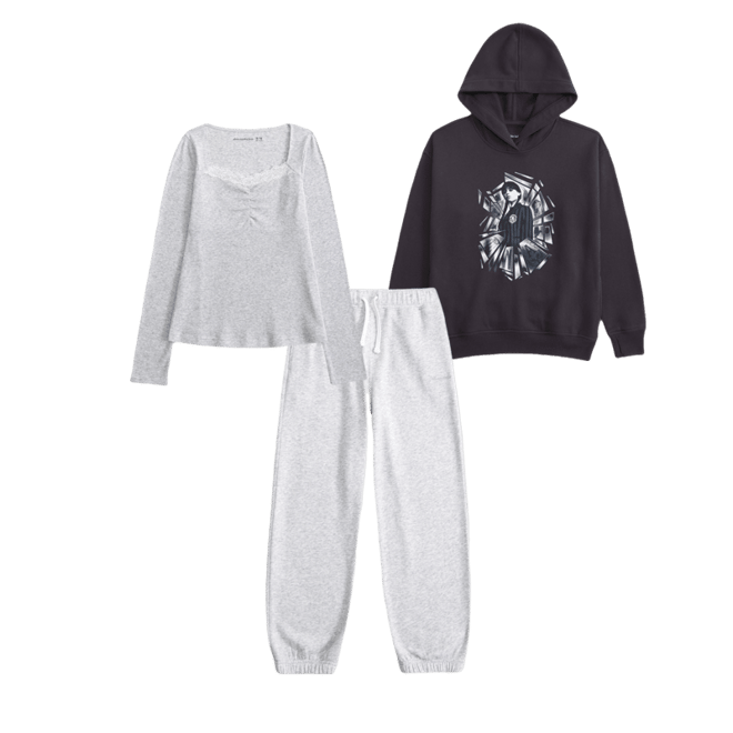 long-sleeve lace-trim babydoll top