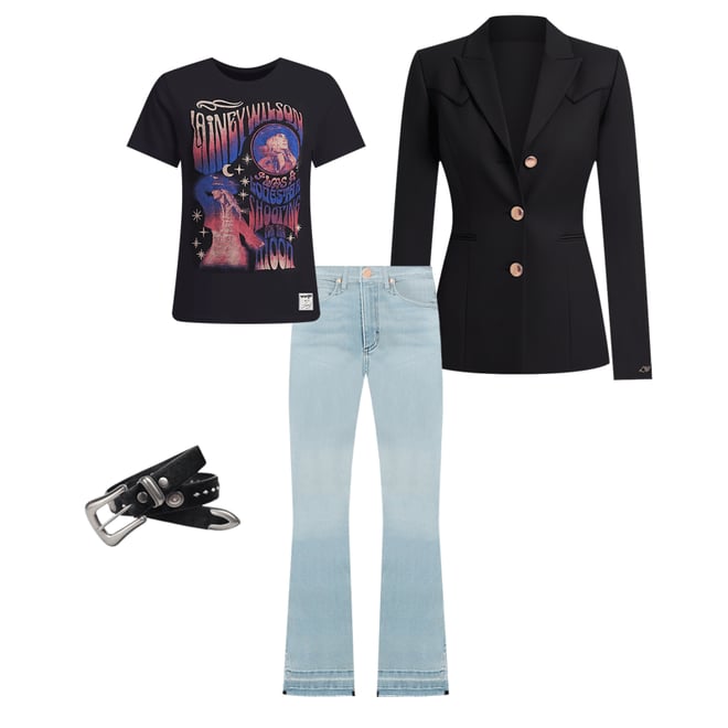 Wrangler x Lainey Wilson Raw Hem Boot Huggers in Bleach Blue Wash