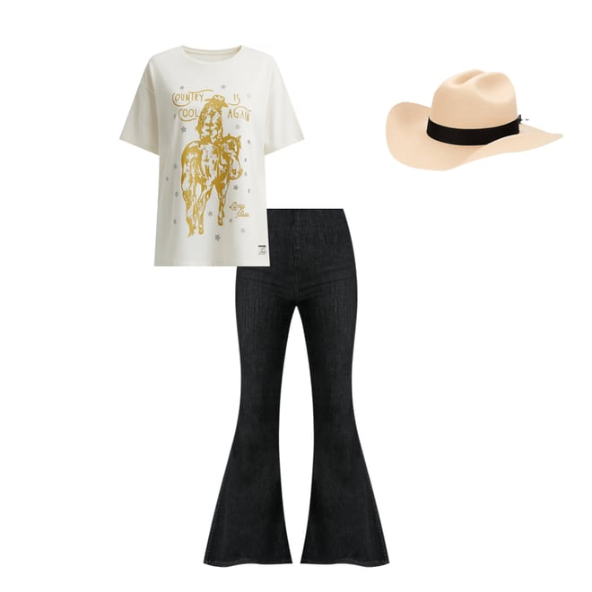 Wrangler x Lainey Wilson Pull On Bell Bottoms in Washed Black