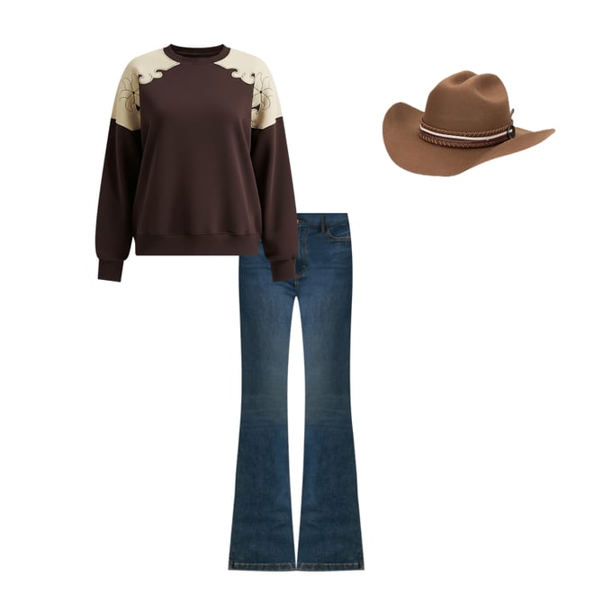 Wrangler x Lainey Wilson French Terry Crew Pullover in Brown