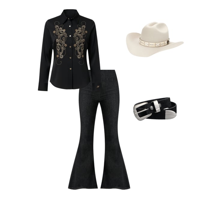 Women's Horse Hair Cow Belt in Black