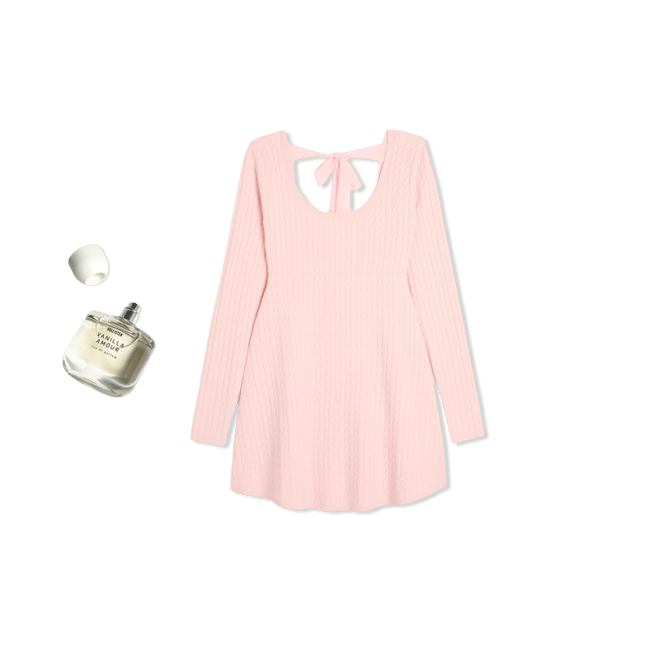 Tie Back Babydoll Sweater Mini Dress