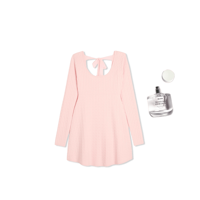 Tie Back Babydoll Sweater Mini Dress